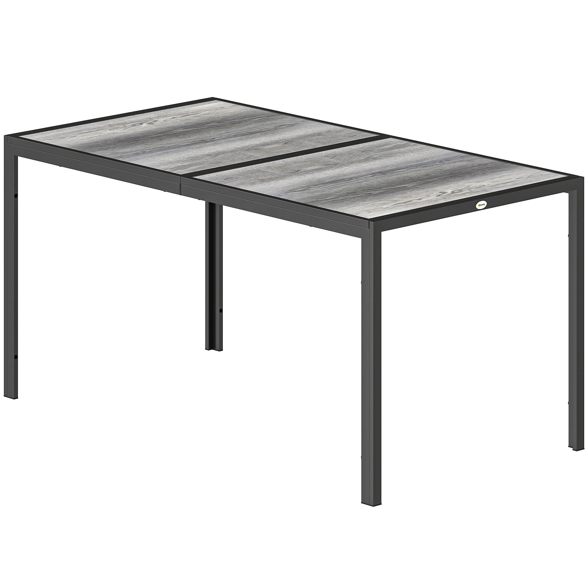 Table de jardin pour 4 à 6 personnes, table de repas d'extérieur avec plateau effet bois, 150 x 80 x 74 cm, grise - 2
