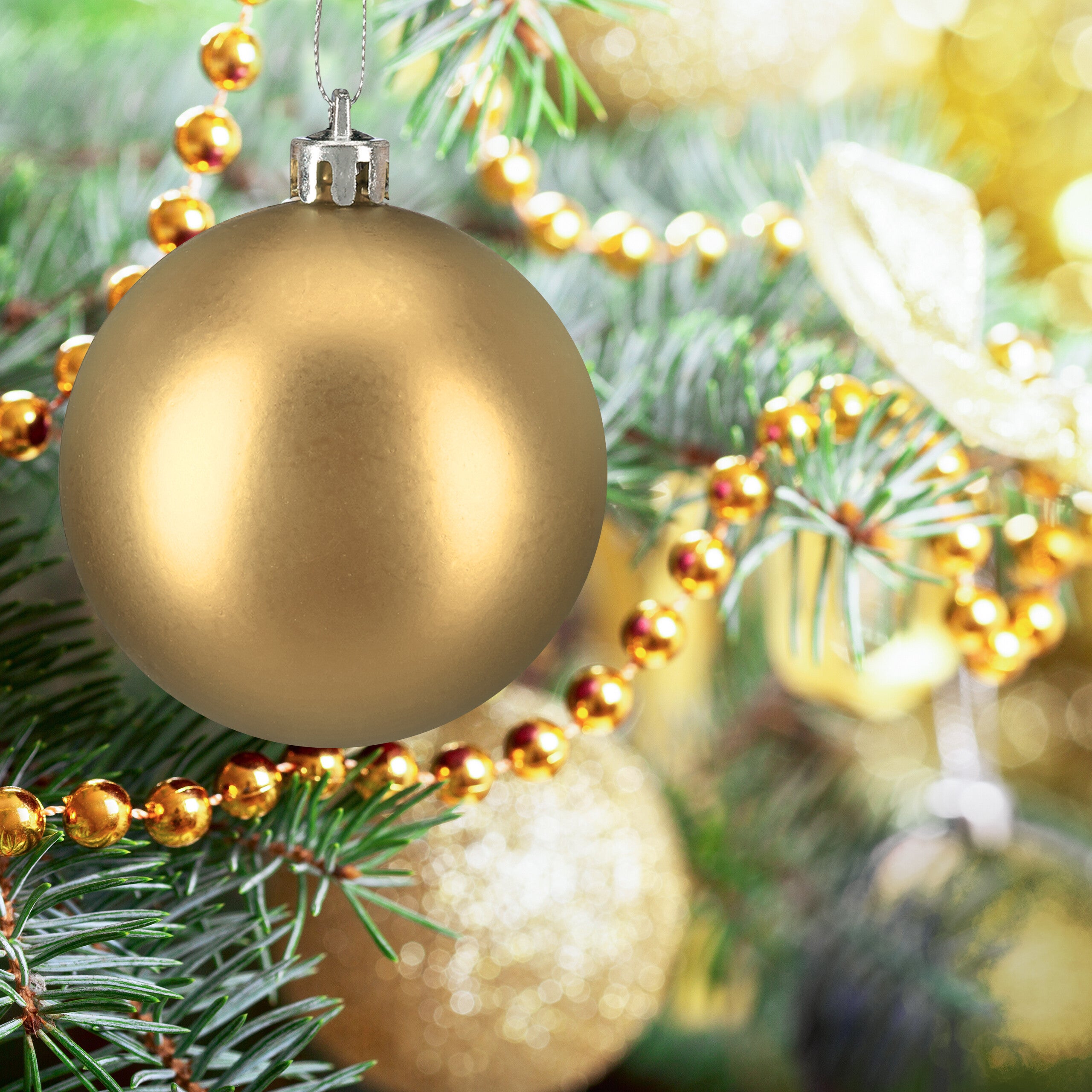 Boules De Noël Dorées Grandes Et Petites - Décoration Sapin Vintage - Occasion Bon état