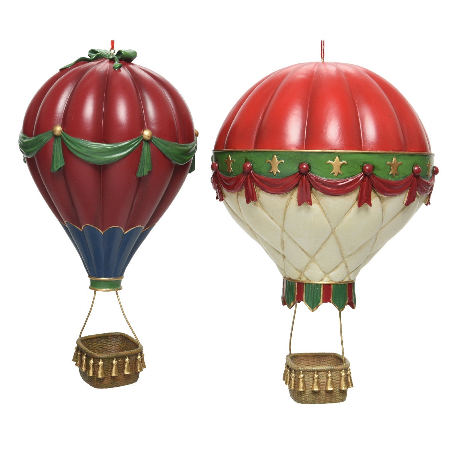 Décoration de l'arbre de Noël en polyrésine Ballon 25 cm / Rouge/Bleu - 2