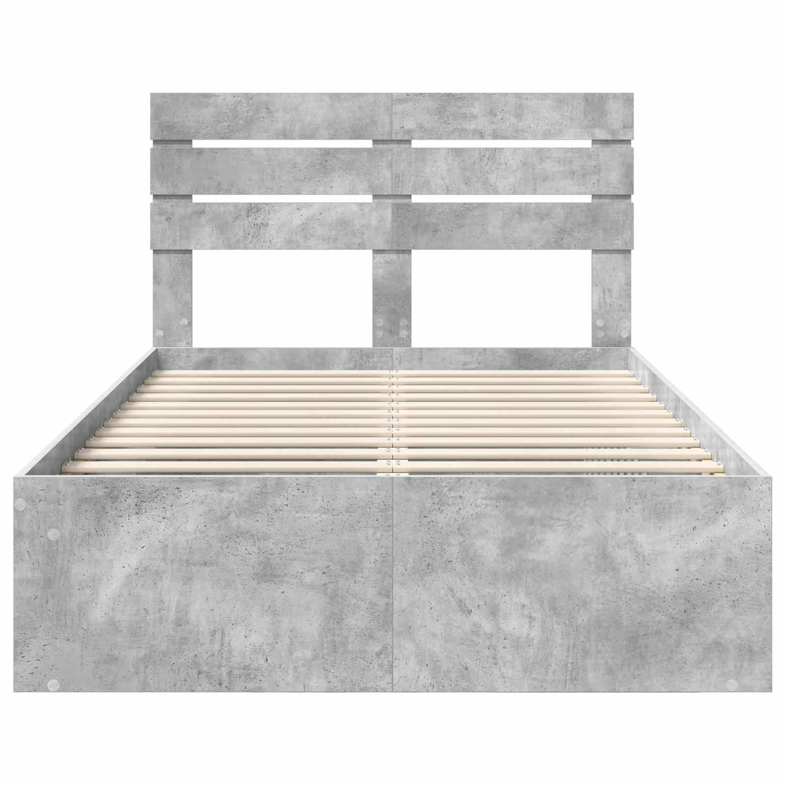 Cadre de lit gris béton 135 x 190 cm en pin massif - 7
