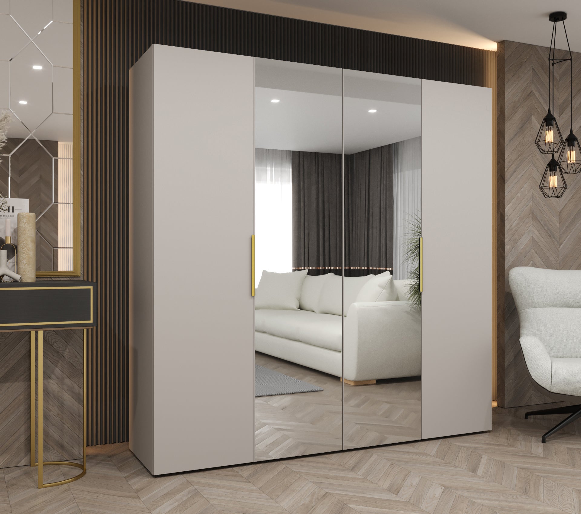Szafa uchylna otwierana Marbella 2 200 x 52 x 202 cm kaszmir + u. złoty Abiks Meble - 2