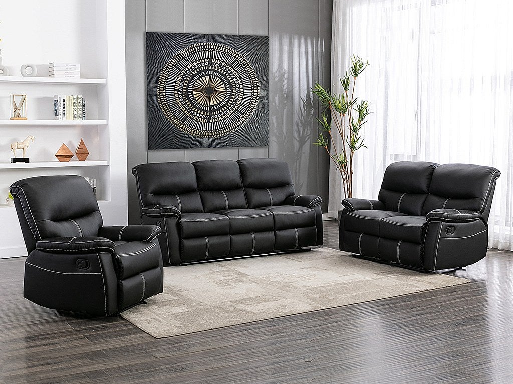 Fotel z funkcją relax z ekoskóry w kolorze czarnym CANBY