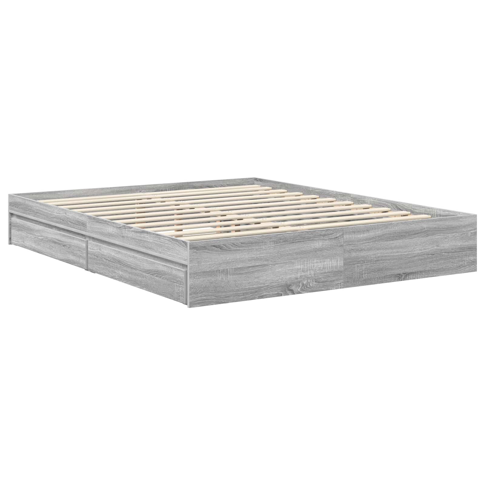 Lit avec rangement, panneau de bois, gris, pour la chambre, 160 × 200 cm - 6