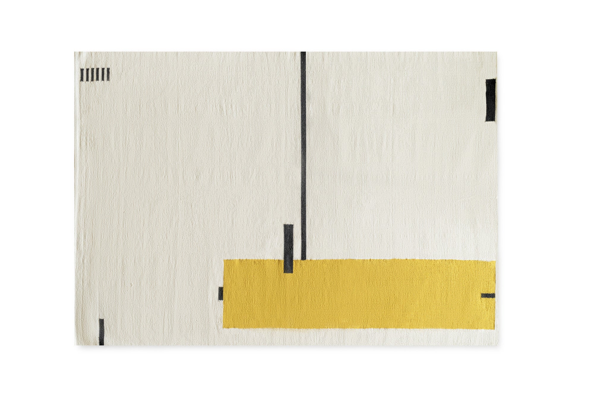 Beżowo-żółty dywan designerski z czarnymi detalami 160x230cm