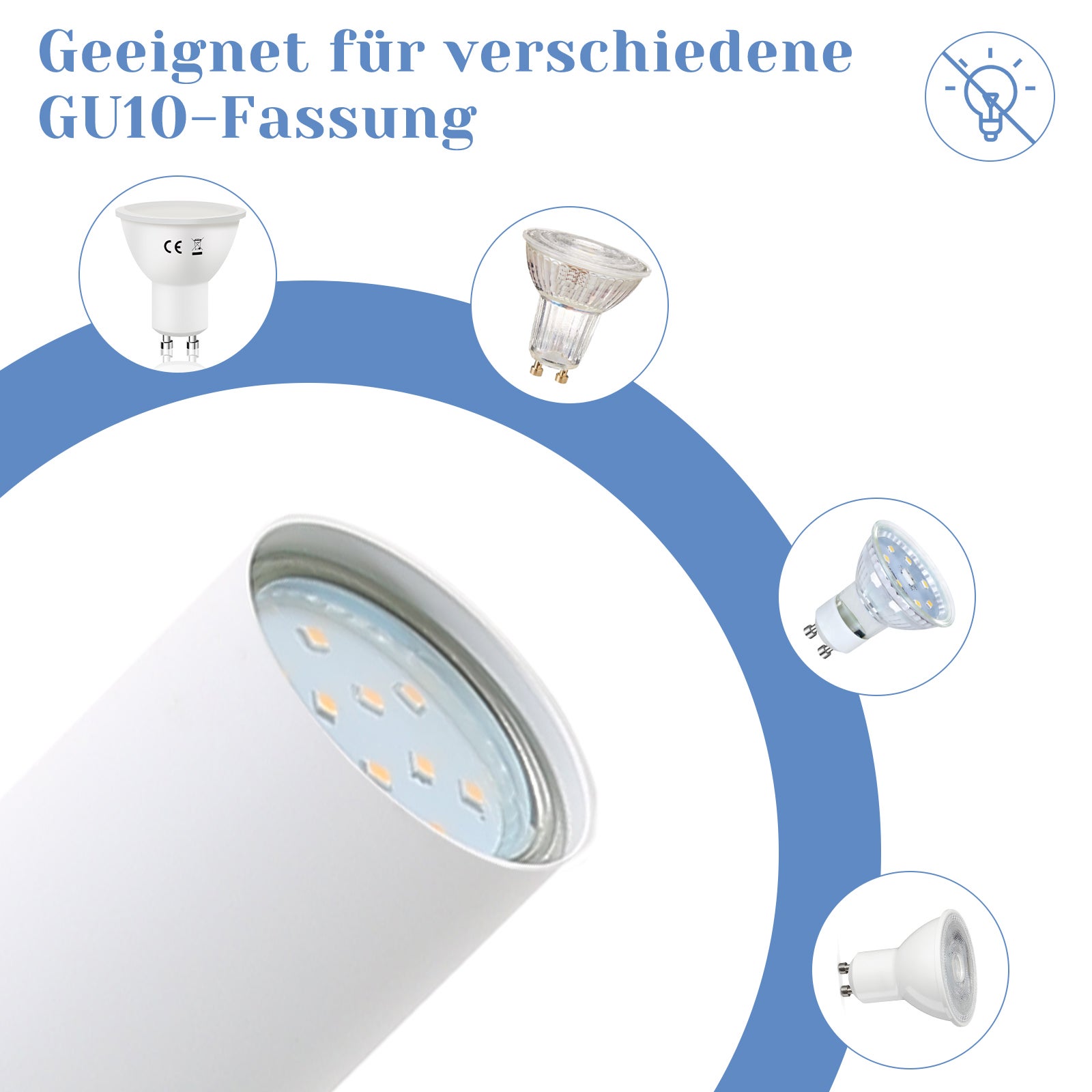 NETTLIFE 6 focos de techo LED GU10 blancos orientables 350° para salón dormitorio cocina sin bombilla - 7