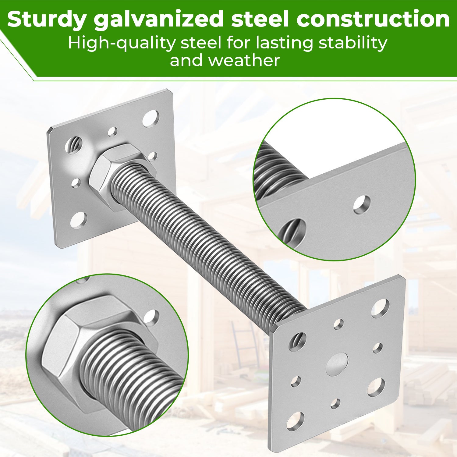 Support de poteau réglable, hauteur ajustable pour projets bois et jardin 30-250 mm Argent 4PCS - 5