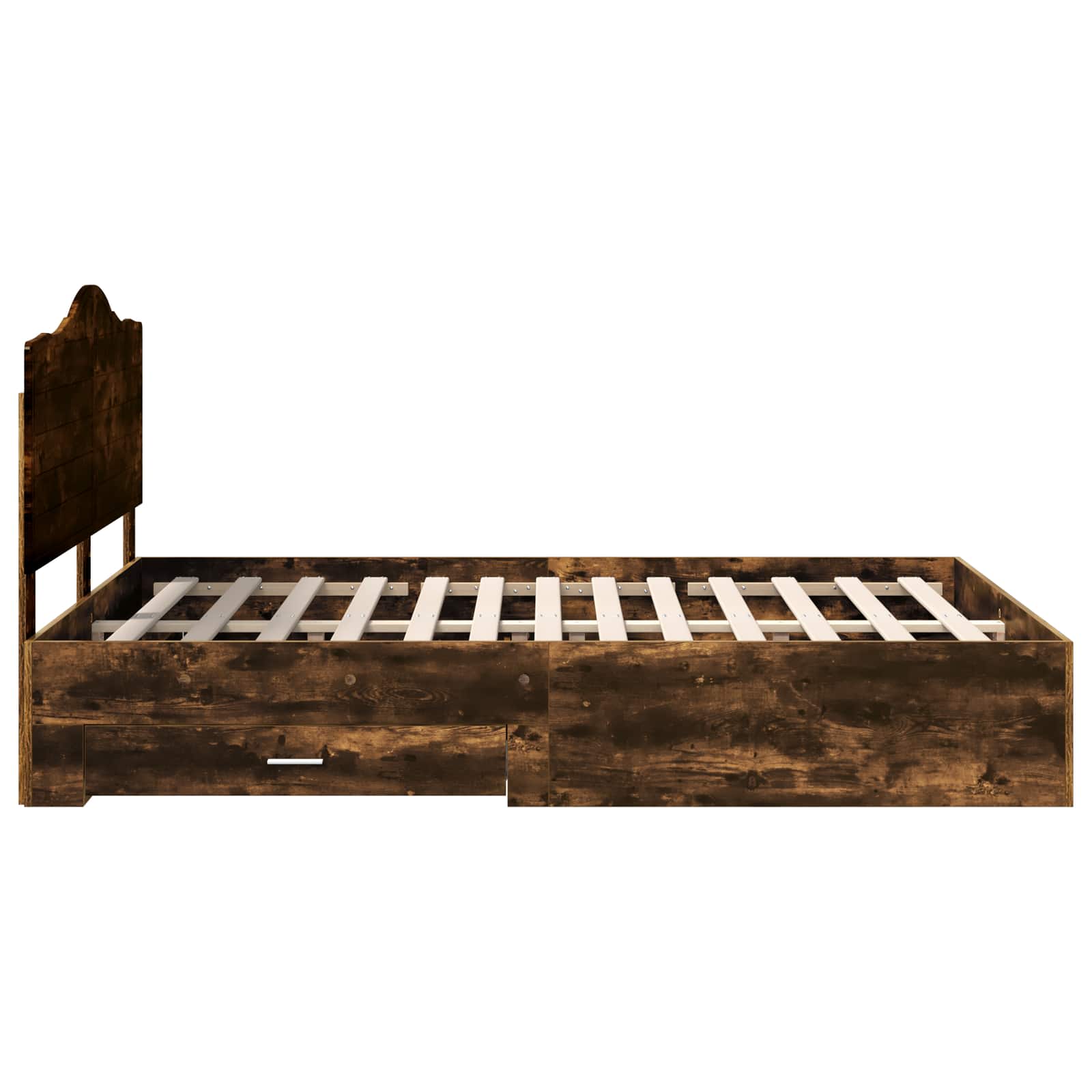 Cadre de lit chêne fumé en panneau de bois, pour la chambre, 140 × 190 cm - 9