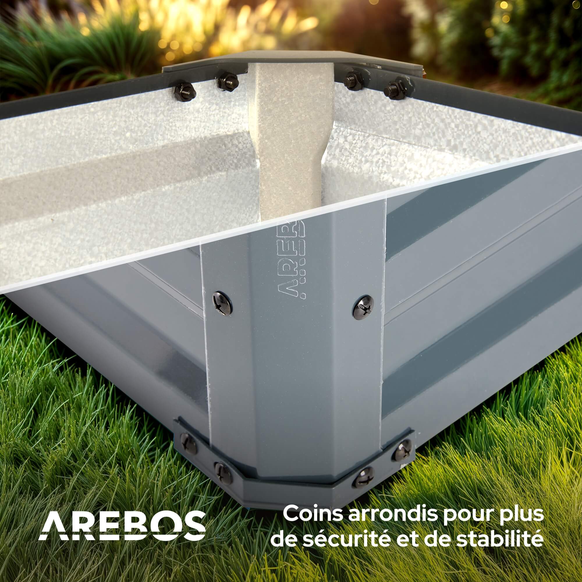 AREBOS Bacs surélevés en métal, set de 2 bacs 180x90x30 cm | Bac de jardin en acier galvanisé - 5