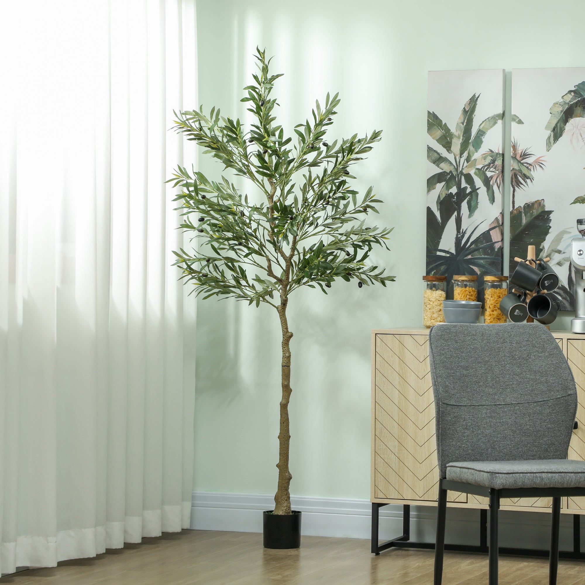Olivier artificiel 180 cm plante artificielle intérieur, décoration pour maison, bureau, salon, chambre - 4