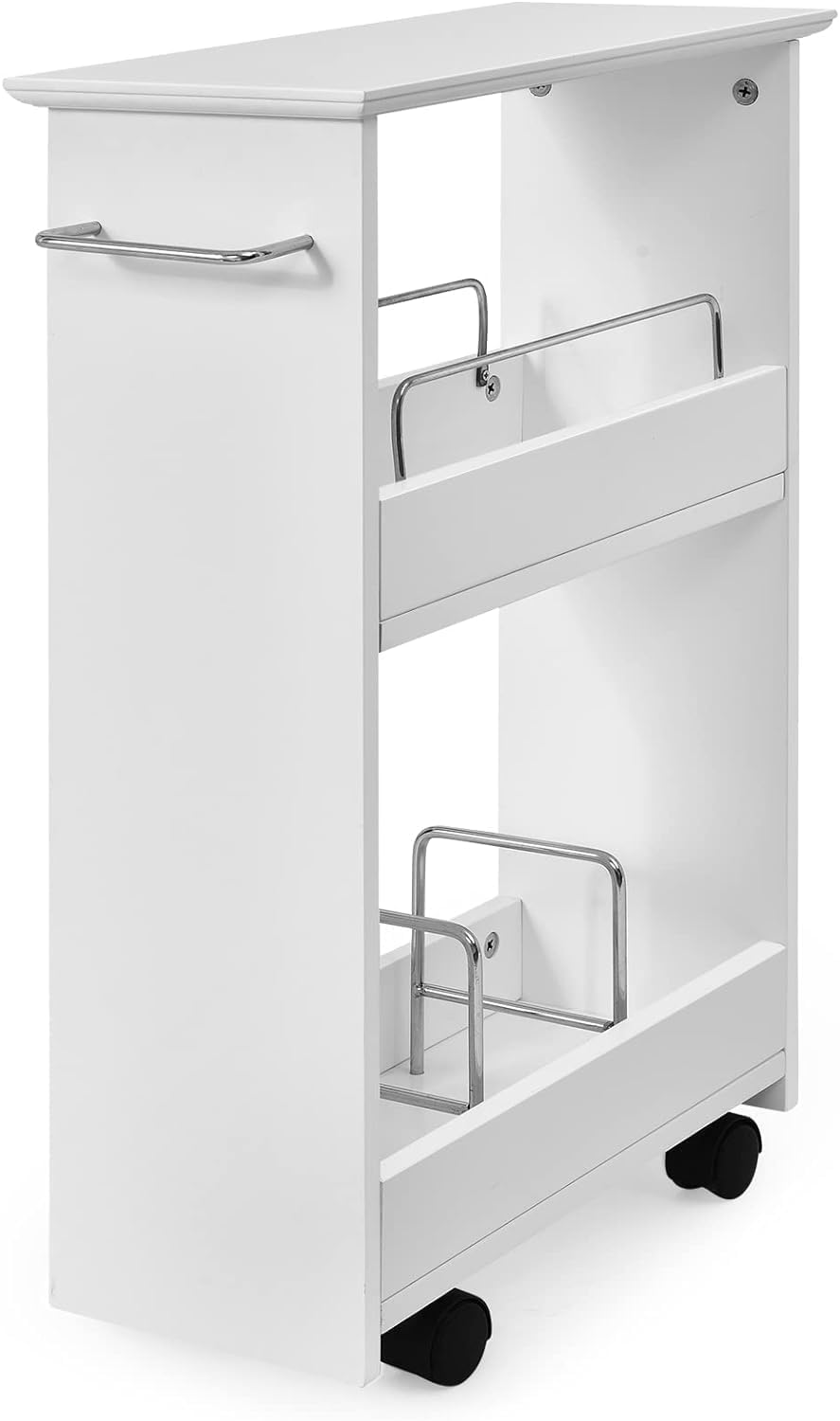 EN.CASA® MEUBLE DE Rangement à roulettes Chariot 100 x 22 x 48 cm Blanc