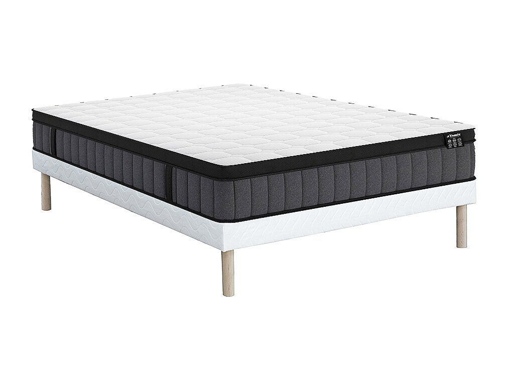 Zestaw 140 x 190 cm stelaż uniwersalny + materac hybrydowy o grub. 25 cm z 7-strefowymi sprężynami kieszeniowymi i żelową poduszką z pamięcią kształt