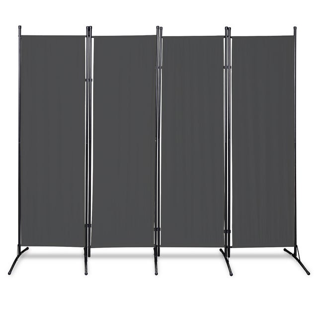 Biombo dobrável sobre suporte Moderno Divisor de ambientes Biombo para jardim Divisória 4 Painéis 200x170cm Antracite