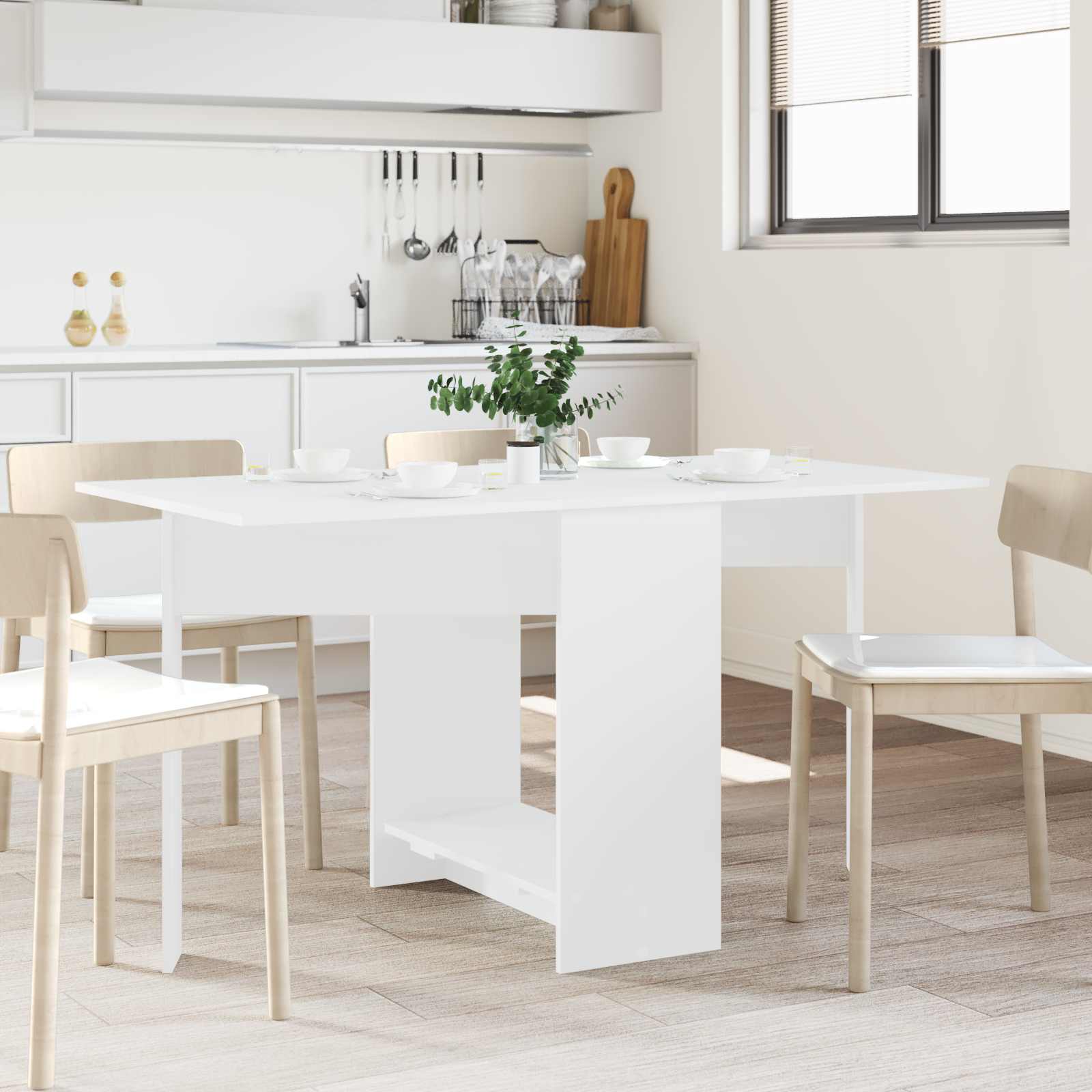 Table à dîner 138 x 70 x 73,5 cm Bois d'ingénierie Blanc | Leroy Merlin