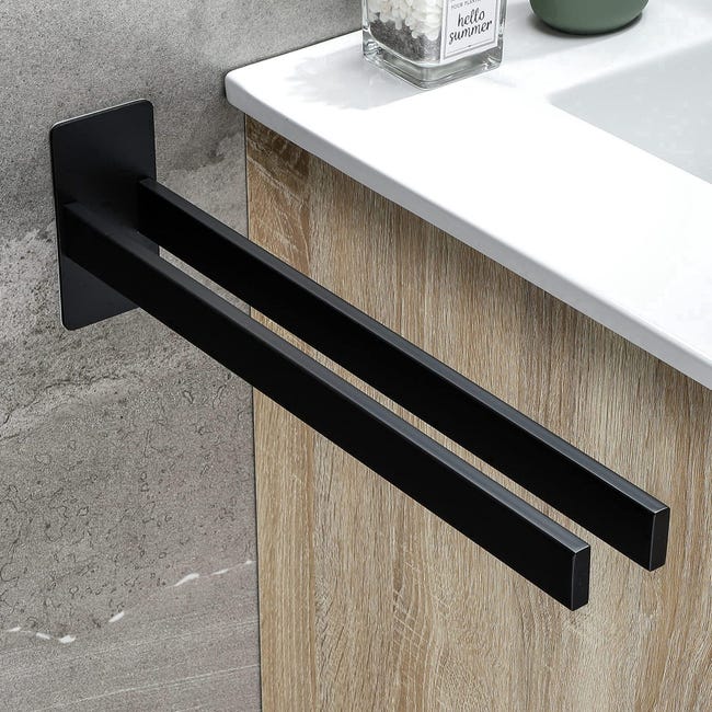 Portasciugamani doppio, portasciugamani a parete, acciaio inossidabile, per bagno e cucina, nero | Leroy Merlin Portasciugamani doppio, portasciugamani a parete, acciaio inossidabile, per bagno e cucina, nero | Leroy Merlin
