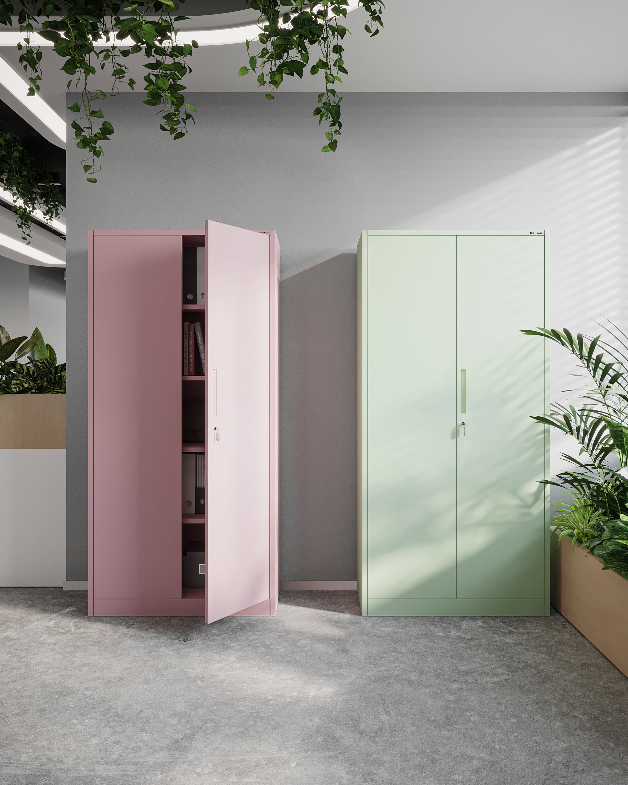 Armoire de Bureau de Rangement en Métal Verrouillable Vert Pastel 185 cm x 90 cm x 45 cm - 4