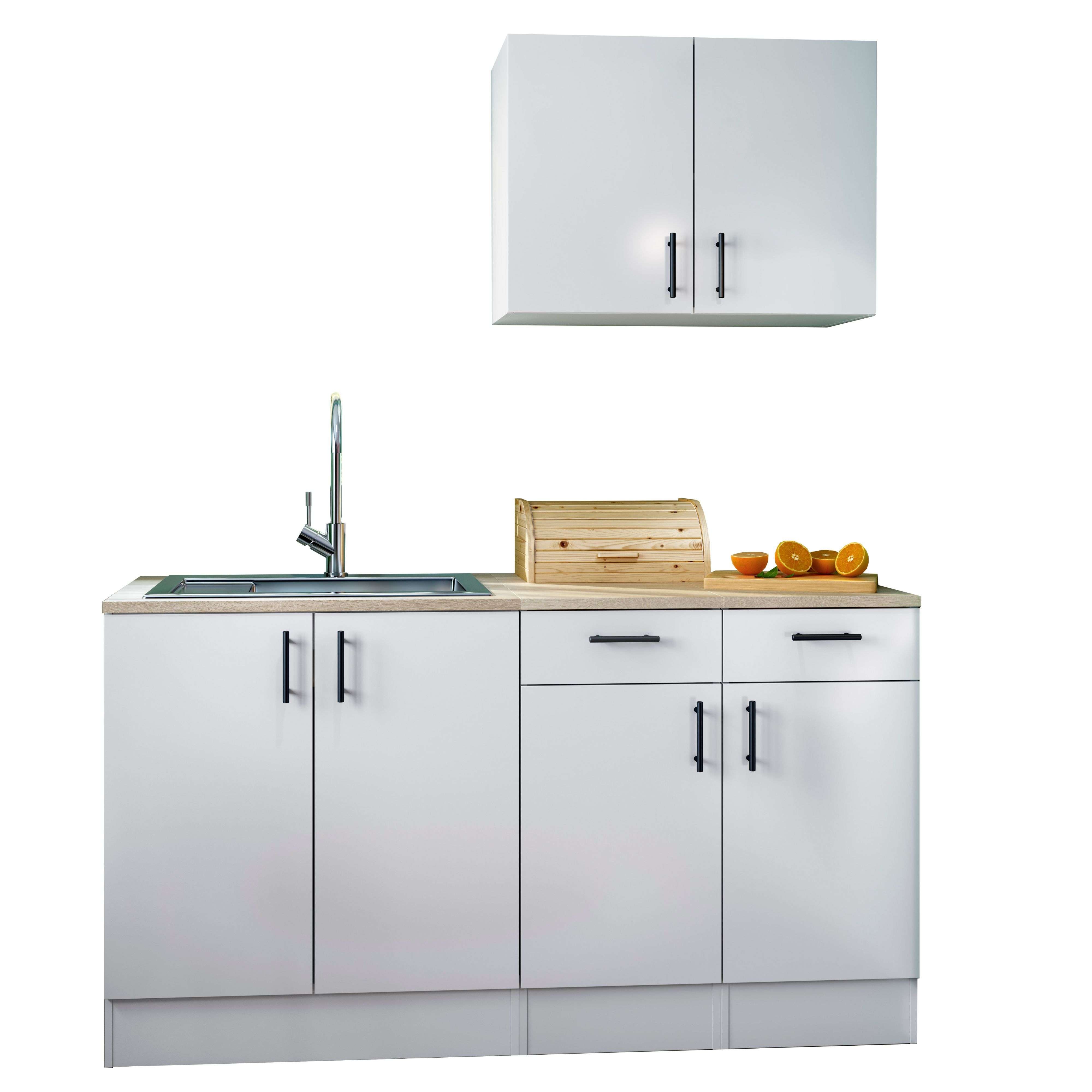Módulo Inferior Cocina Fregadero 2 Puertas Kira en Blanco Brillo y Roble Canadian 80x90x60 cm - 3