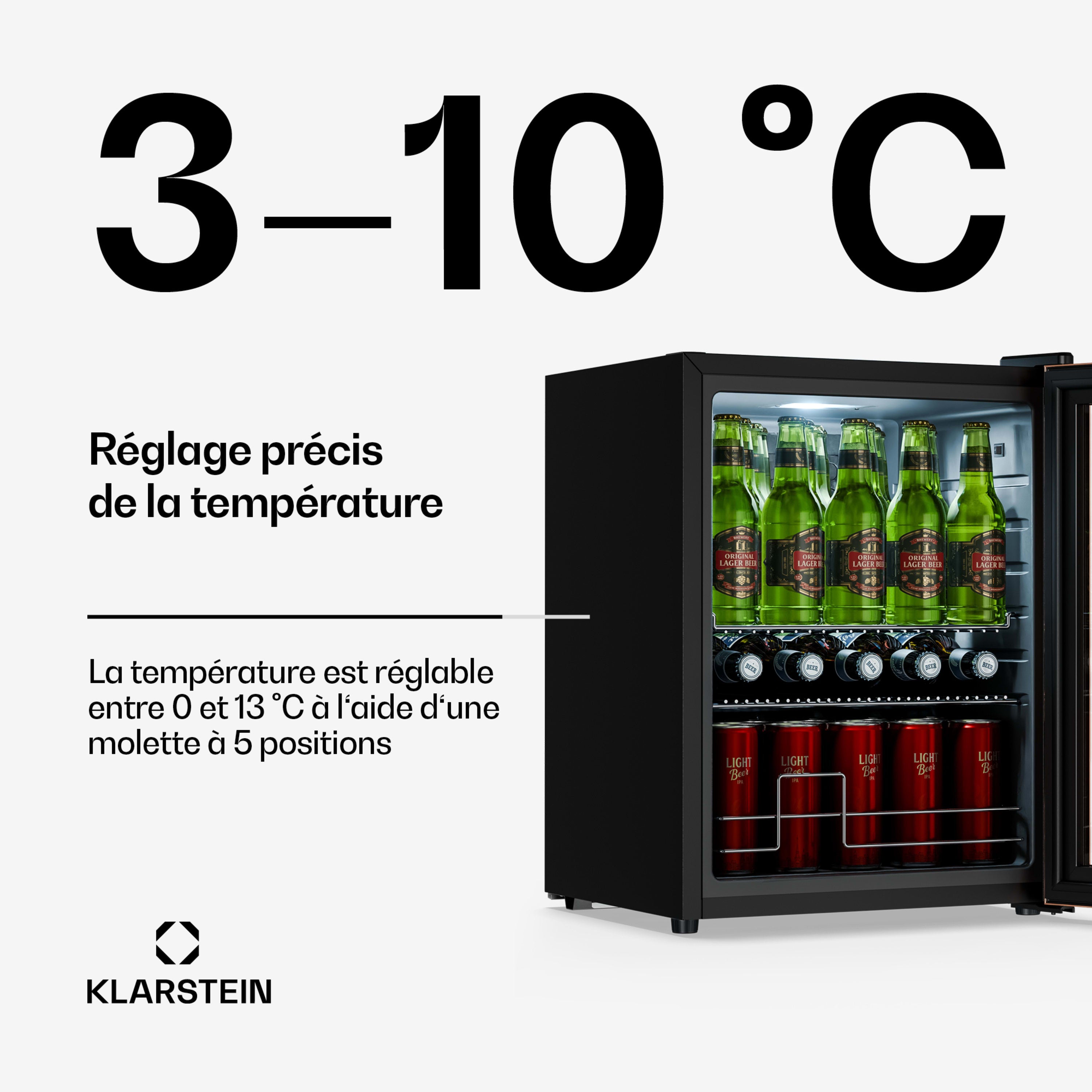 KLARSTEIN Beersafe réfrigérateur à boissons avec porte vitrée | 64 x 48 cm | 60 litres | 85 W | Cuivre/Noir Noir - 4