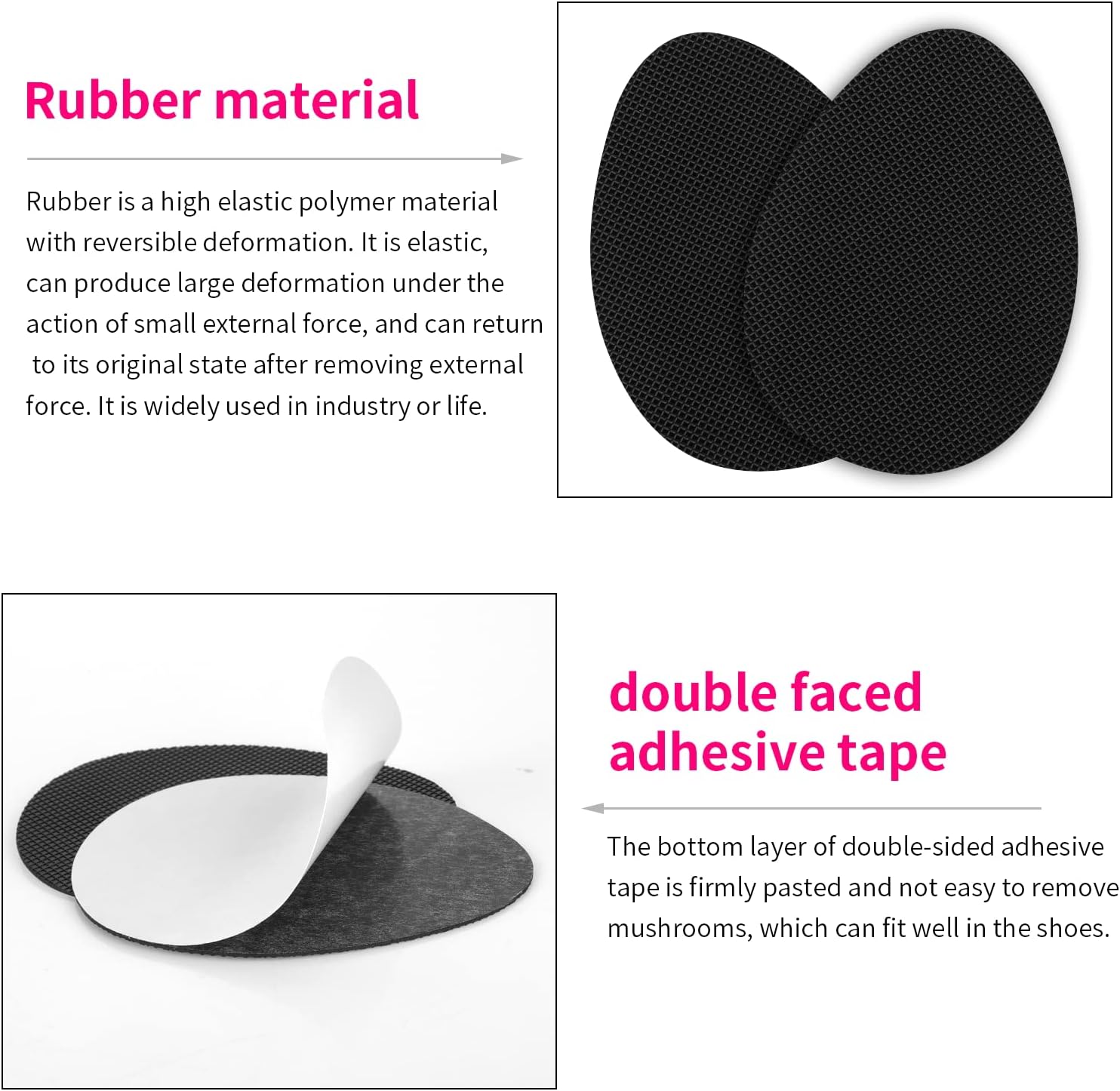 pares de protetores antiderrapantes autoadesivos para sapatos de salto alto, sola antiderrapante, pretos, tamanho único. - 2
