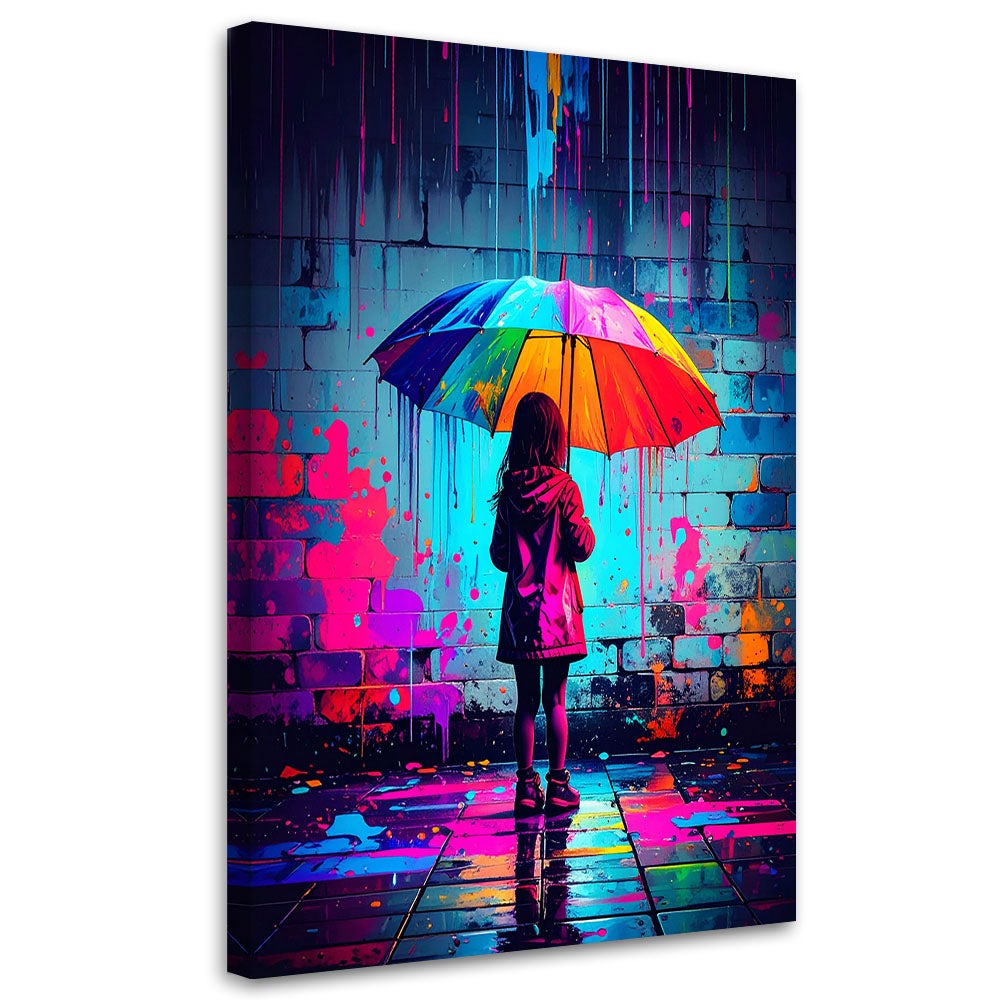 Obraz młodzieżowy, Dziewczynka z parasolką Graffiti Street Art 40x60