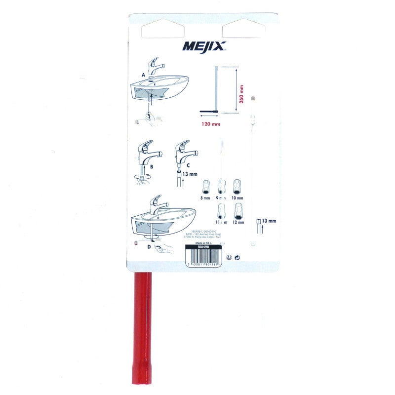 Clé à robinet MEJIX 180498 - 13 mm + douilles 8/9/10/11/12 mm - 2