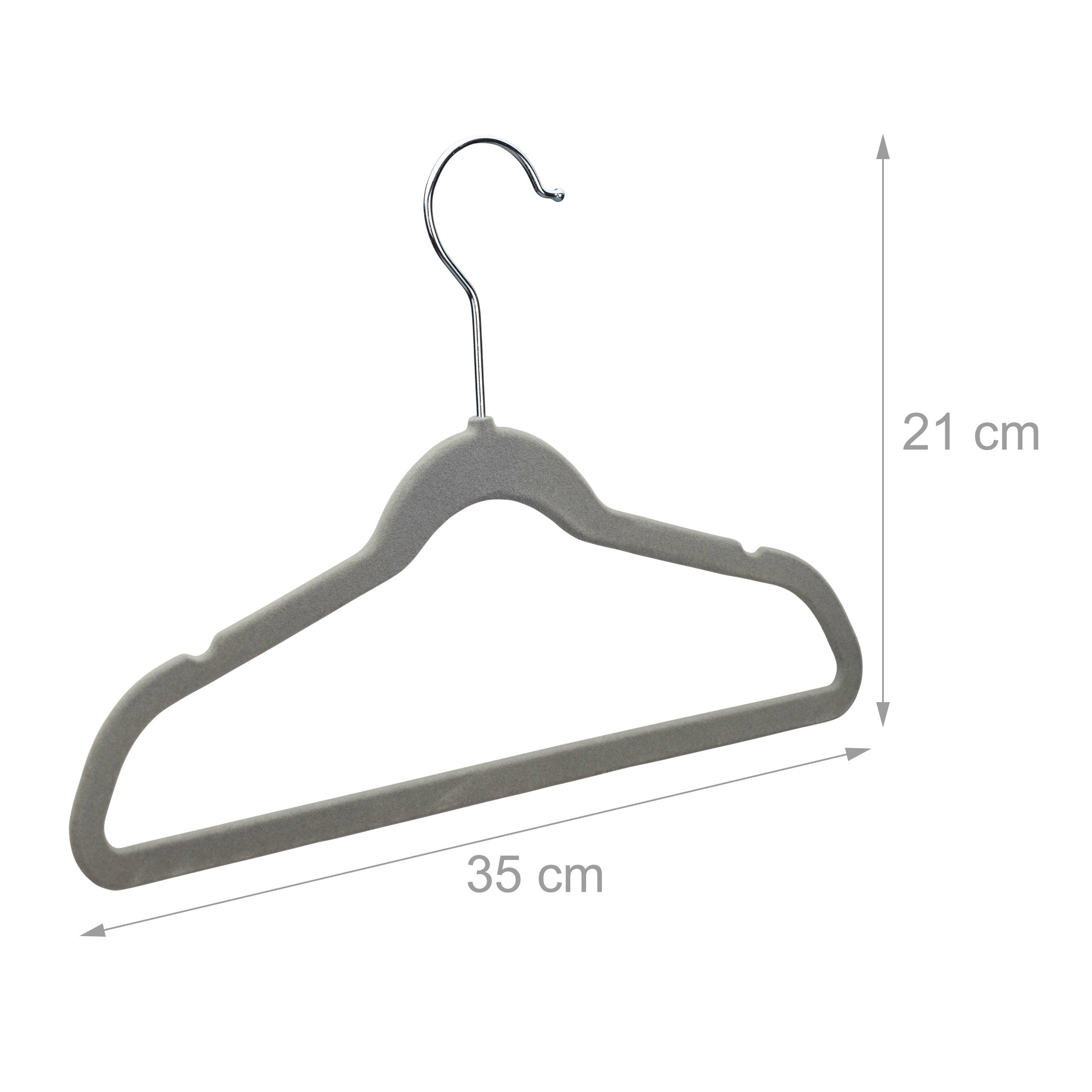 Set da 100 Grucce in Velluto, Sottili e Salvaspazio, Antiscivolo, Gancio Girevole a 360°, Camicie, Pantaloni, Grigie - 4