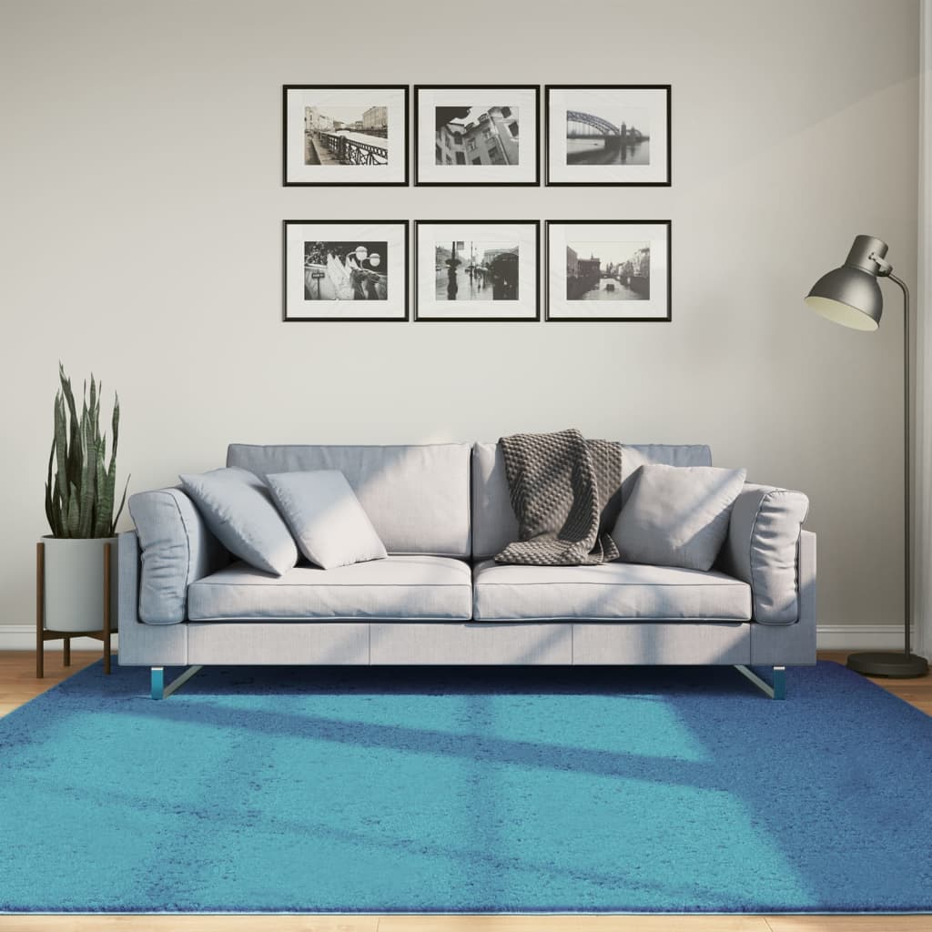 Dywan OVIEDO z krótkim włosiem, turkusowy, 200x200 cm vidaXL