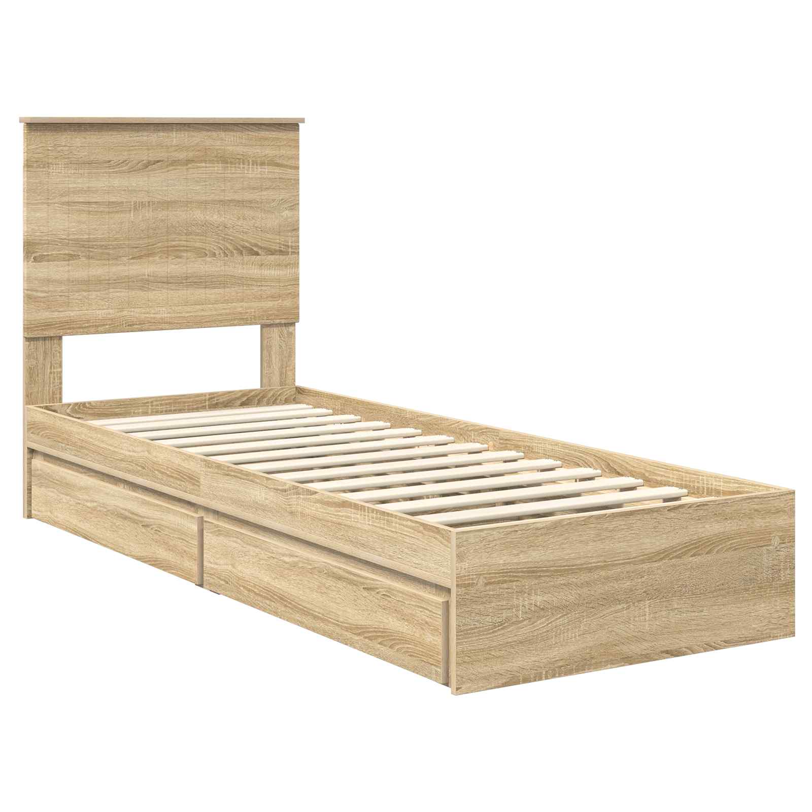 Lit de rangement chêne 75 x 190 cm panneau de bois - 4