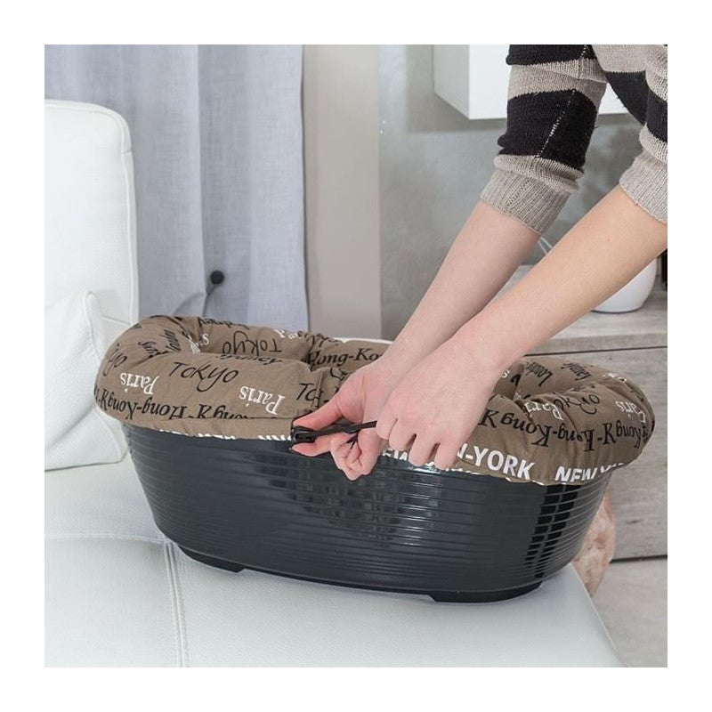 Ferplast Cuccia Cane e Gatto con Cuscino SOFA' 2 in Cotone Lavabile, Lettino per Cani Gatti da Interno Imbottito, Cesta in Plastica, Fondo Forato e - 5