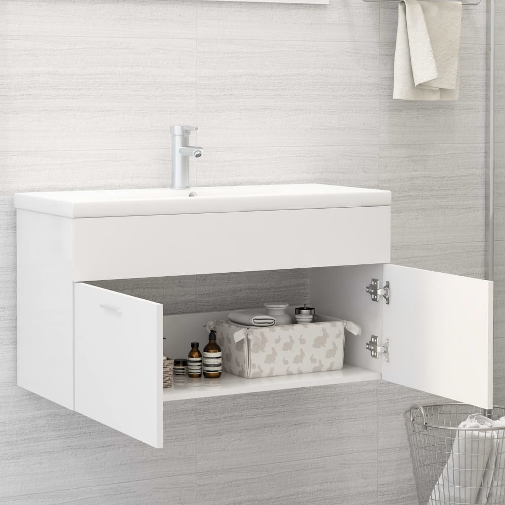 Maison Exclusive - Mobile con Lavabo Integrato Bianco in Legno Multistrato - 7