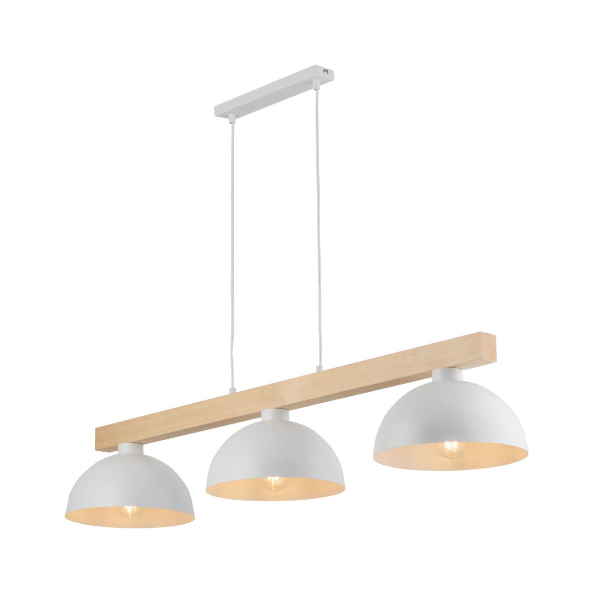 Lampa wisząca Oslo biała jasne drewno 3xE27x15W wym: 115 x 27 x 118 cm metal TK Lighting