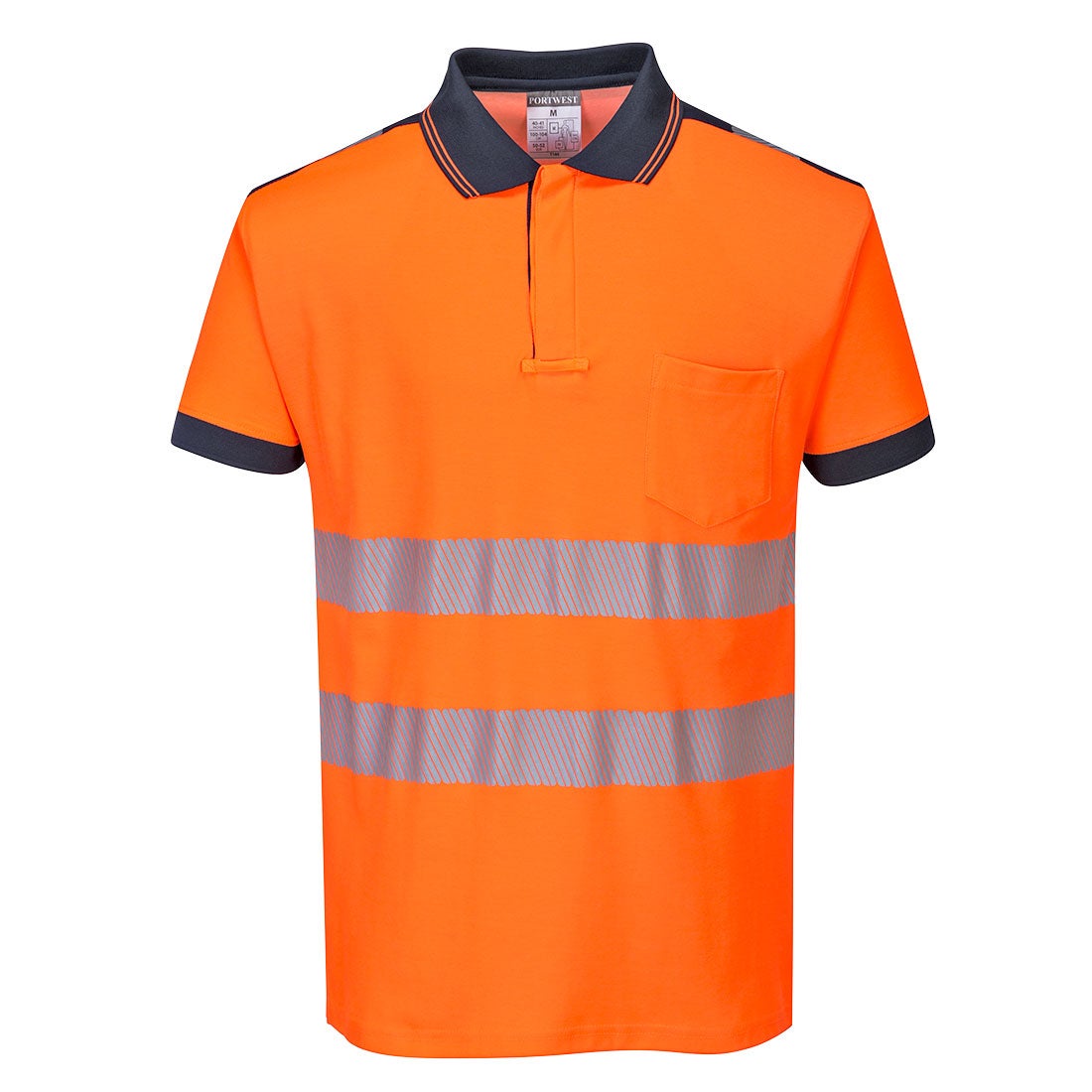 Portwest - Polo manches courtes PW3 haute visibilité classe 2 - Orange / Bleu Marine - XL - 4