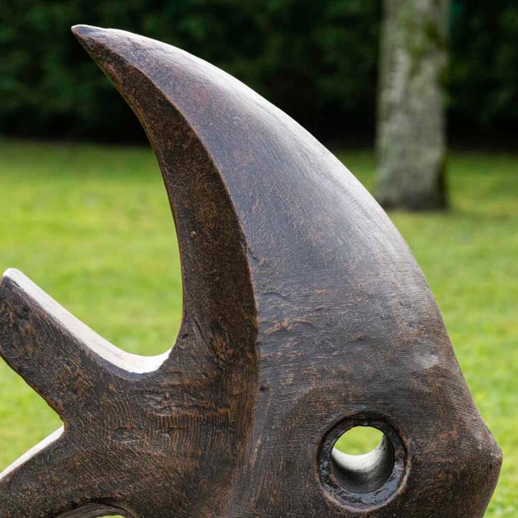 Déco moderne jardin statue poisson petit modèle brun 50cm - 4