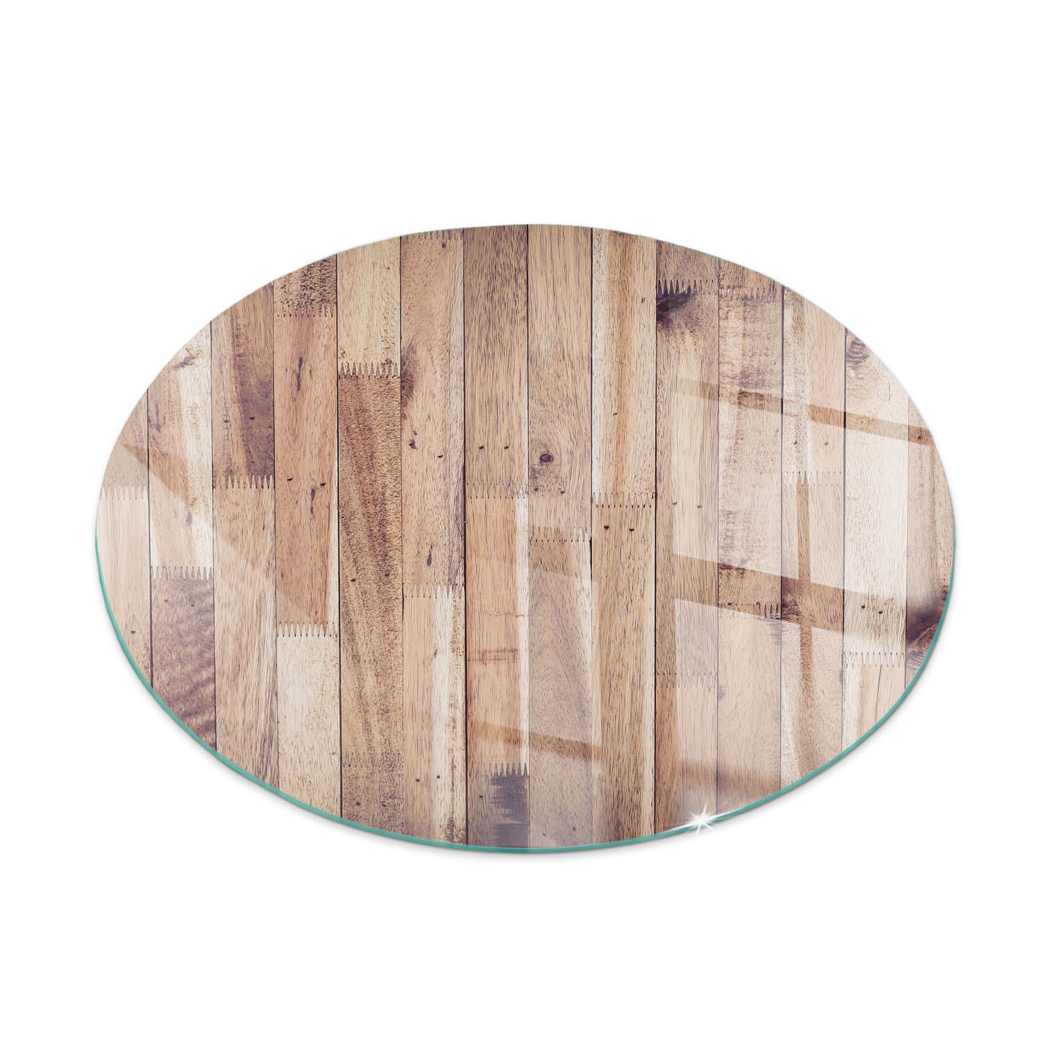 Piastra in vetro temperato per camino - fi 90 cm - tabla de madera en disposición - tulup