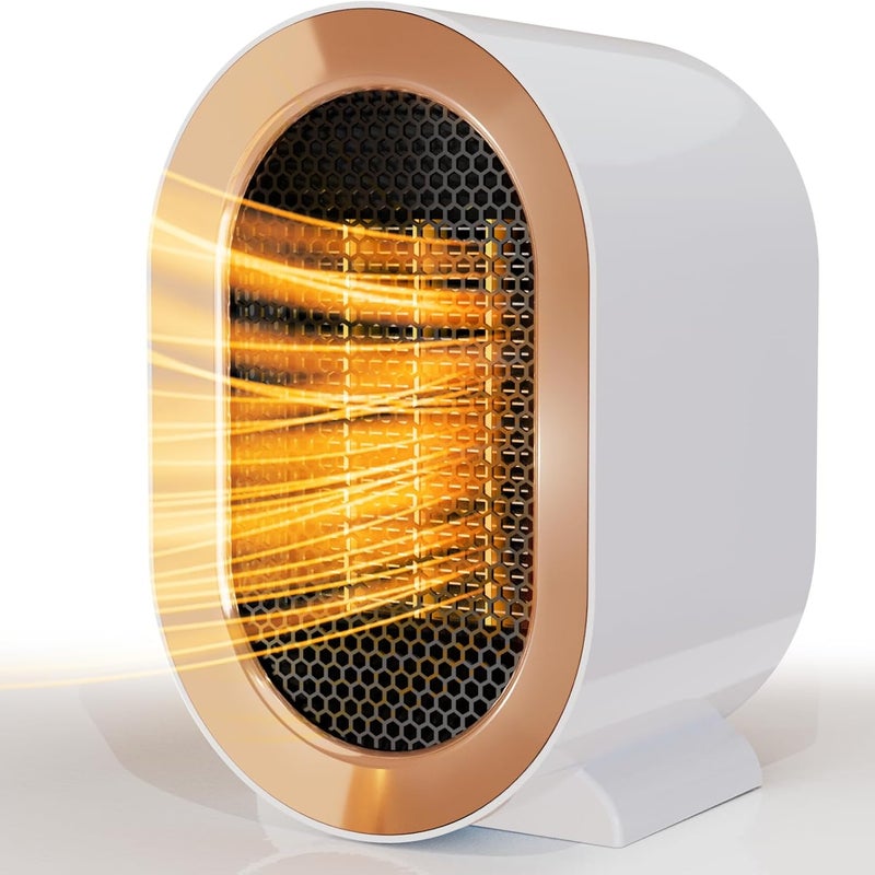 Grzejnik wentylatorowy, przenośny grzejnik, dwubiegowy, przenośny grzejnik stołowy (biały)