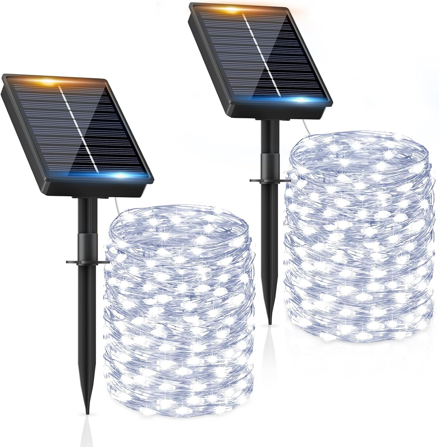 Zewnętrzna solarna girlanda świetlna 2 x 5 m 50 LED Wodoodporna zewnętrzna solarna girlanda świetlna Białe światło 8 trybów Światło słoneczne