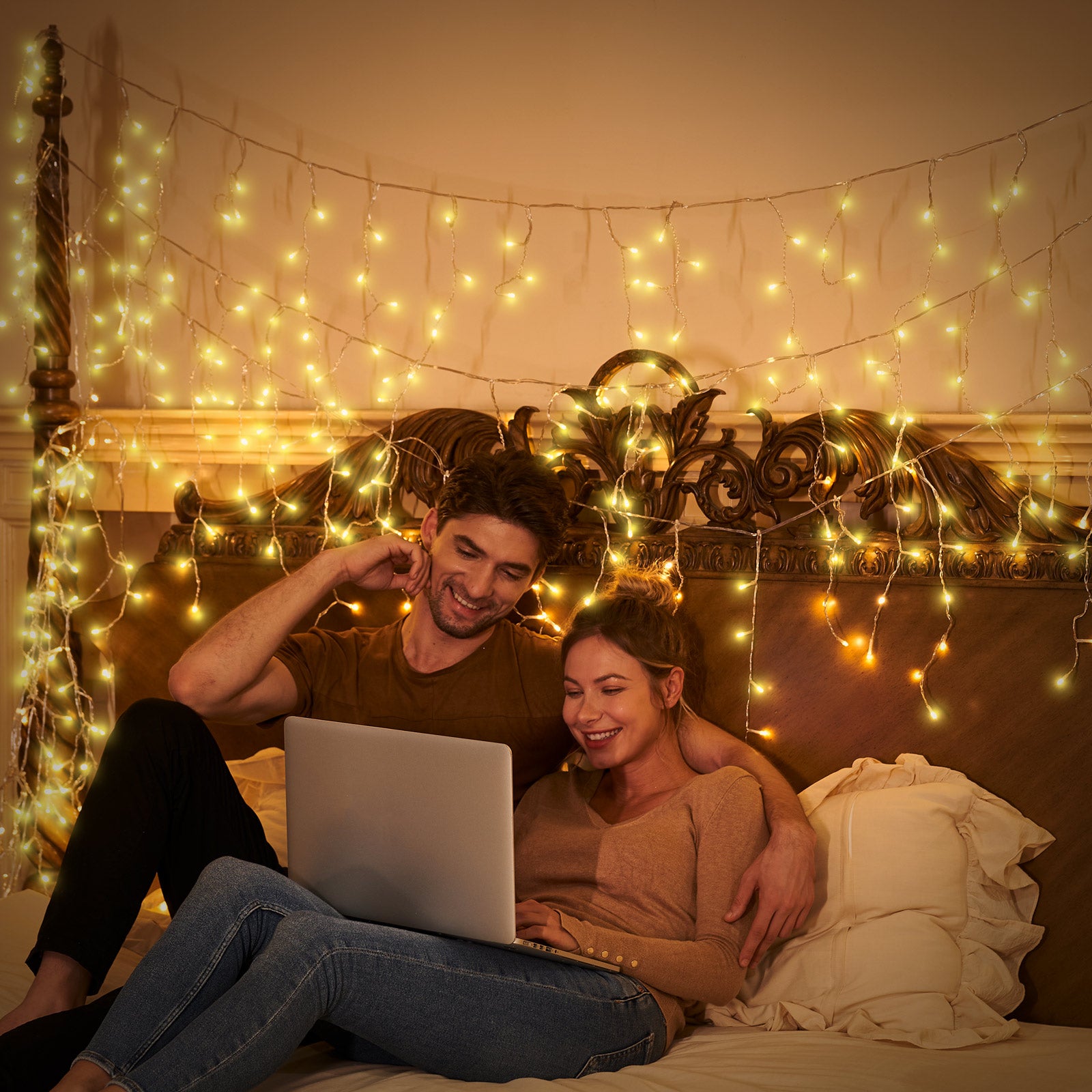 Monzana Guirlande lumineuse 600 LED 20m illumination Blanc chaud décoration Noël éclairage cascade intérieur extérieur - 5