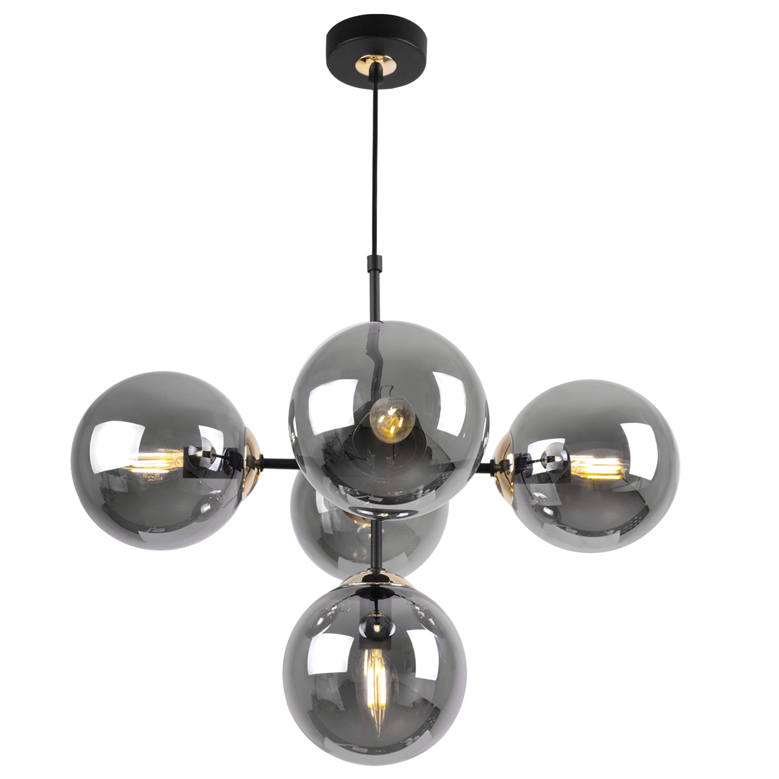 Lampa sufitowa wisząca Imperia glamour 5xE14 abażur kula grafitowa Light Home LH