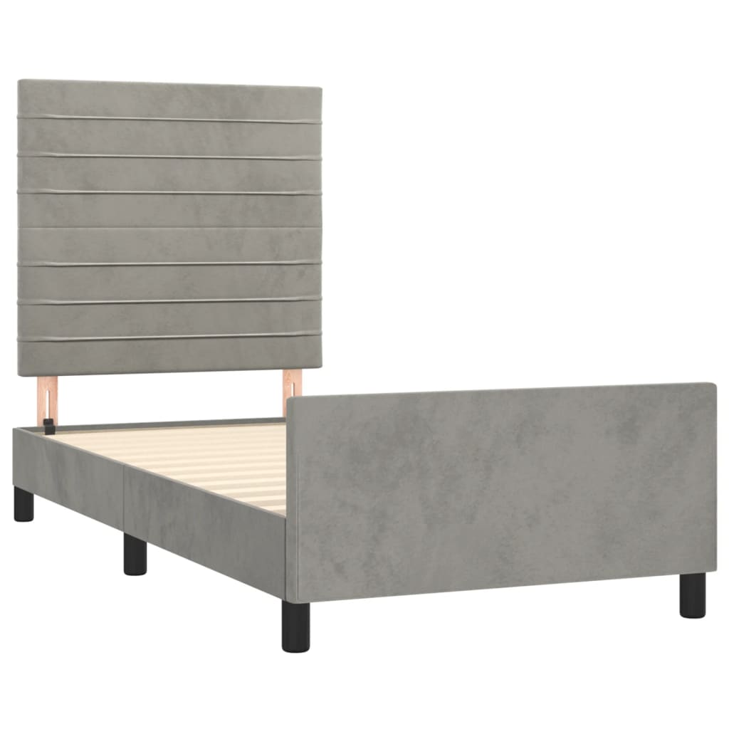 Cadre de lit sans matelas, en velours, gris clair, pour la chambre, 100 × 200 cm - 4