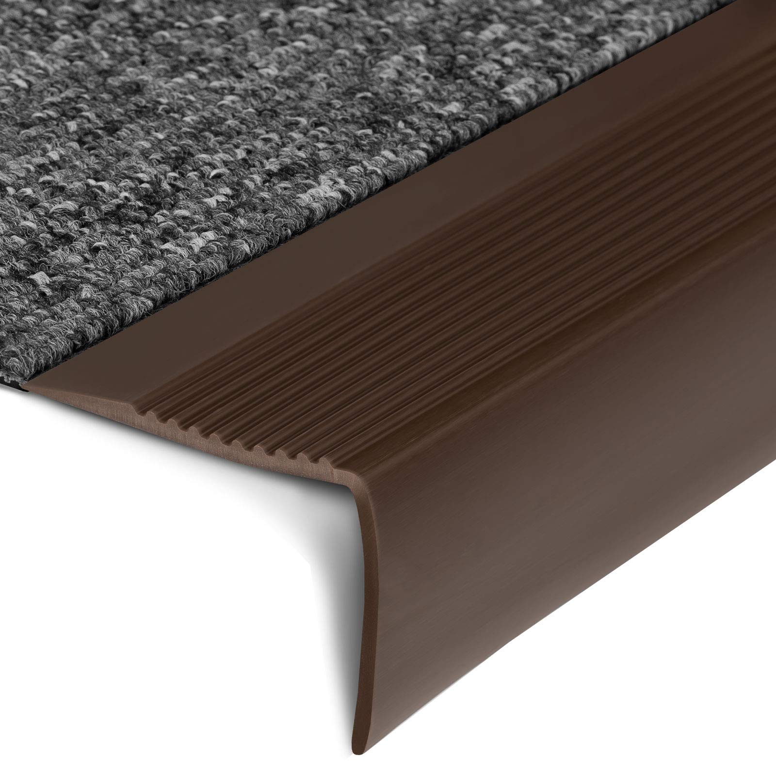 Profilé de marche d'escalier en PVC en forme de L - Protection élégante pour escaliers de toutes sortes 100 x 6,0 x 4,2 cm, Seattle Marron - 6