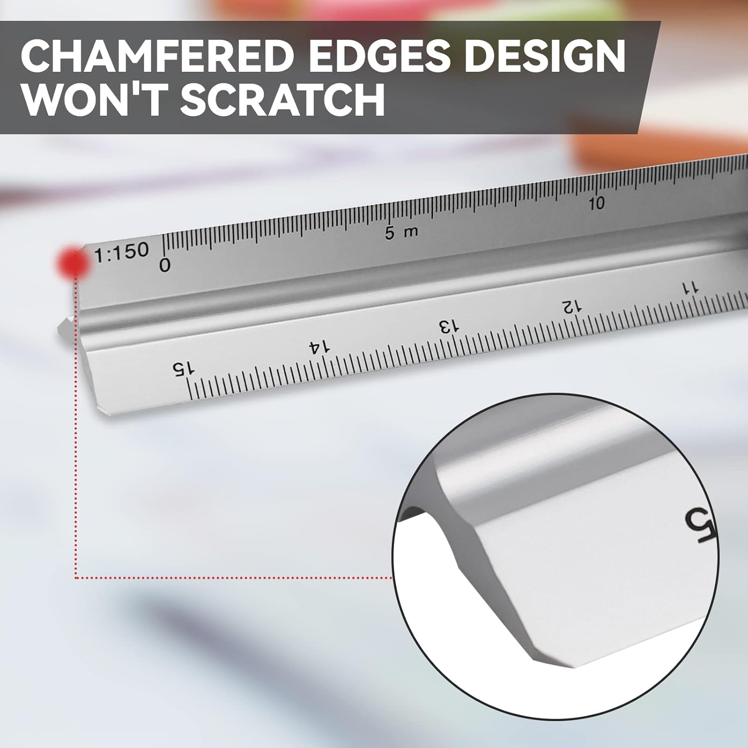 Règle triangulaire (argentée), haute précision d'échelle - 4