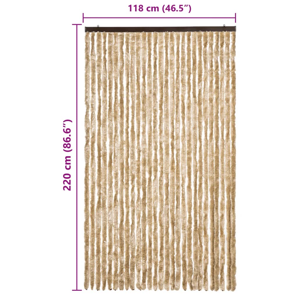 Moustiquaire | Rideau anti-moustique beige 118x220 cm chenille CFW45093 - 7