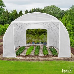 Serre de jardin tunnel Blanc 20x10x7 pieds - arceaux en acier galvanisé