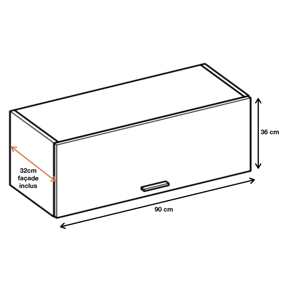 Cuisineandcie - Meuble haut SLIM de cuisine Bellissi Blanc Brillant 1 porte relevable L 90 cm - 2