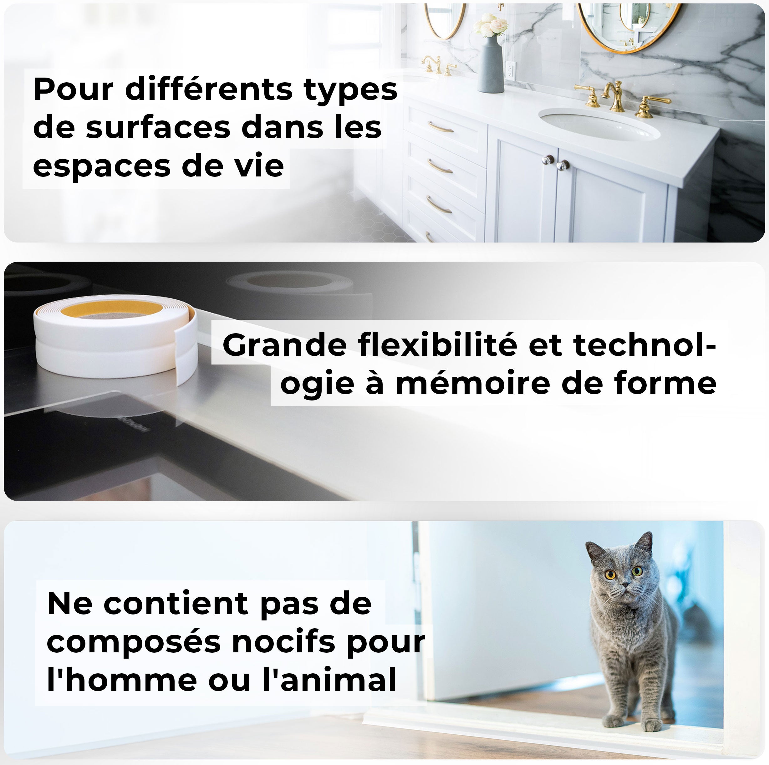 QUEST Moulure Souple Auto-Adhésive en PVC 30x30mm, 5m, Plinthe Souple, Bande Élastique pour Finitions et Étanchéité des Joncti, szary - 6