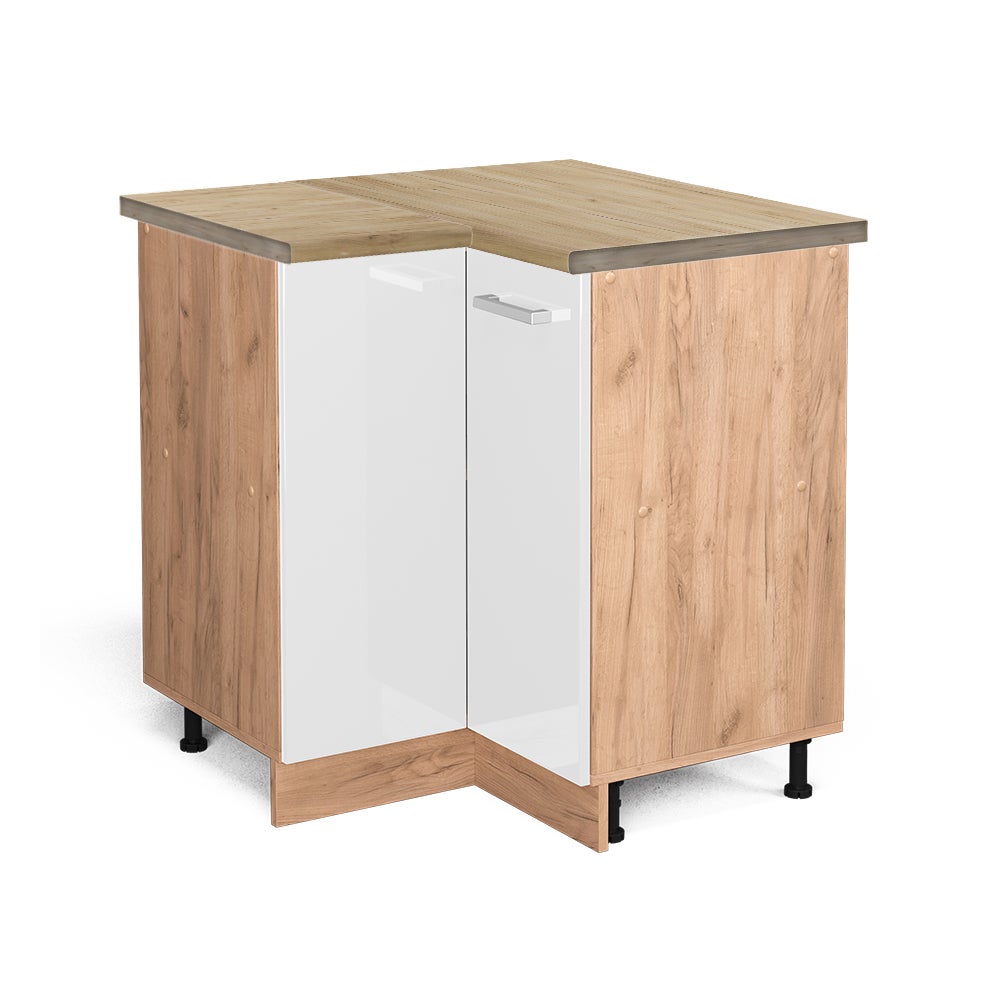 Vicco Szafka narożna R-Line, Biały wysoki połysk, 75.6 cm , BP Dąb