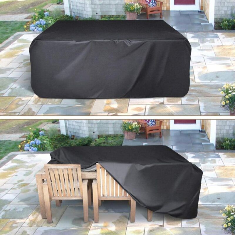 Housse Table de Jardin 150x90x(75-80)cm Noir 420D Tissu， Oxford Impermable Rsistance Anti-UV Bache Table ，De Jardin Housses de Protection - 3