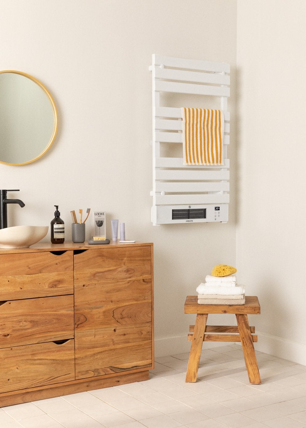 CREATE - WARM TOWEL PRO - Elektryczny grzejnik-wieszak ze sterowaniem Wi-Fi 1500W - Blanc