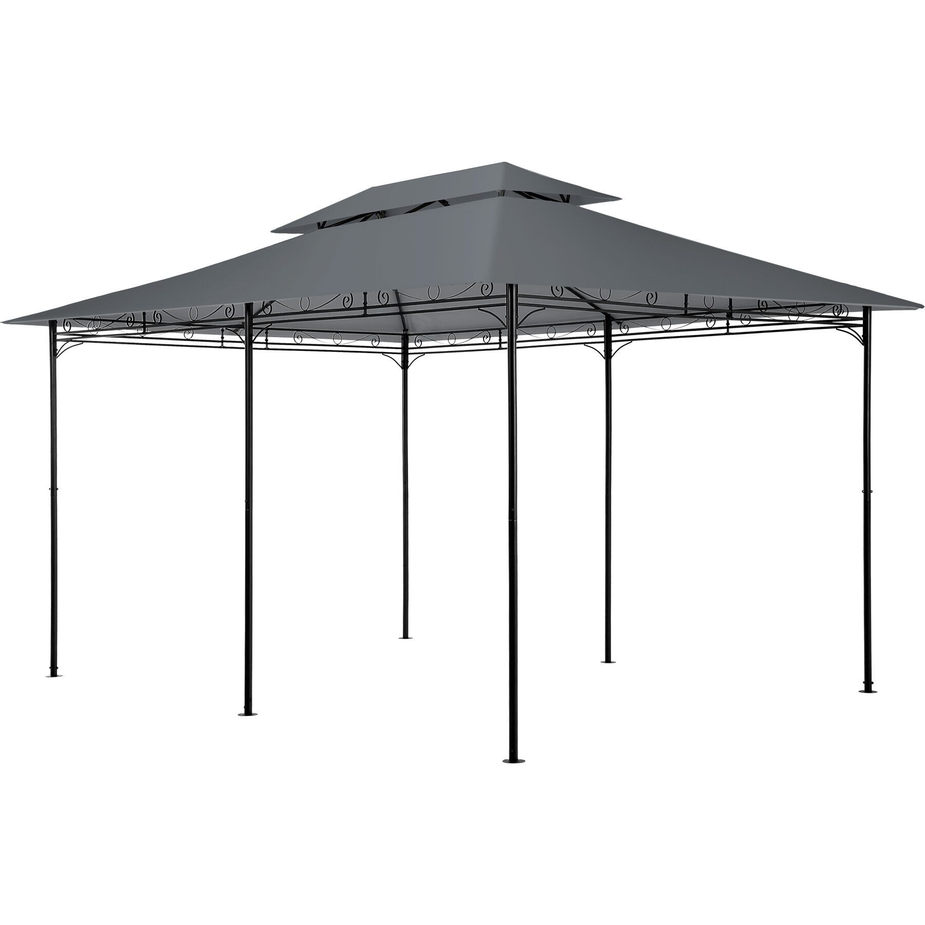 Gazebo da giardino deluxe antracite 4x3 m tessuto idrorepellente con corde e picchetti inclusi 6 teli laterali TECTAKE - 3