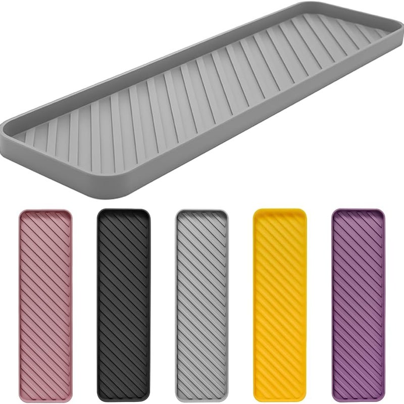 Silikonowa podstawka ociekowa do zlewu kuchennego i łazienki - Można myć w zmywarce - Antypoślizgowa podstawka na blat (Szara)