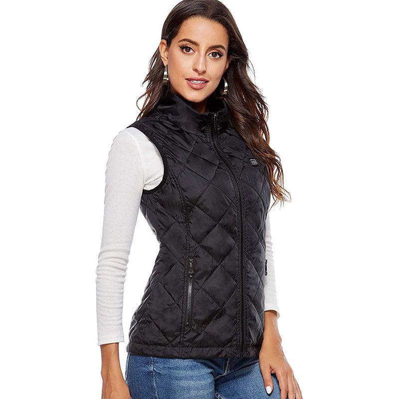 Chaleco calefactable para mujer con 4 zonas de calor, chaqueta calefactable para el cuello - Negro XL - 2